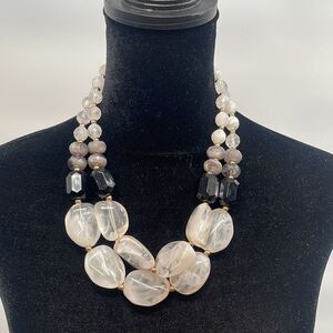 Womens Chunky Frosted Beads With Faceted Acrylic Double Layer Beaded Necklace OS